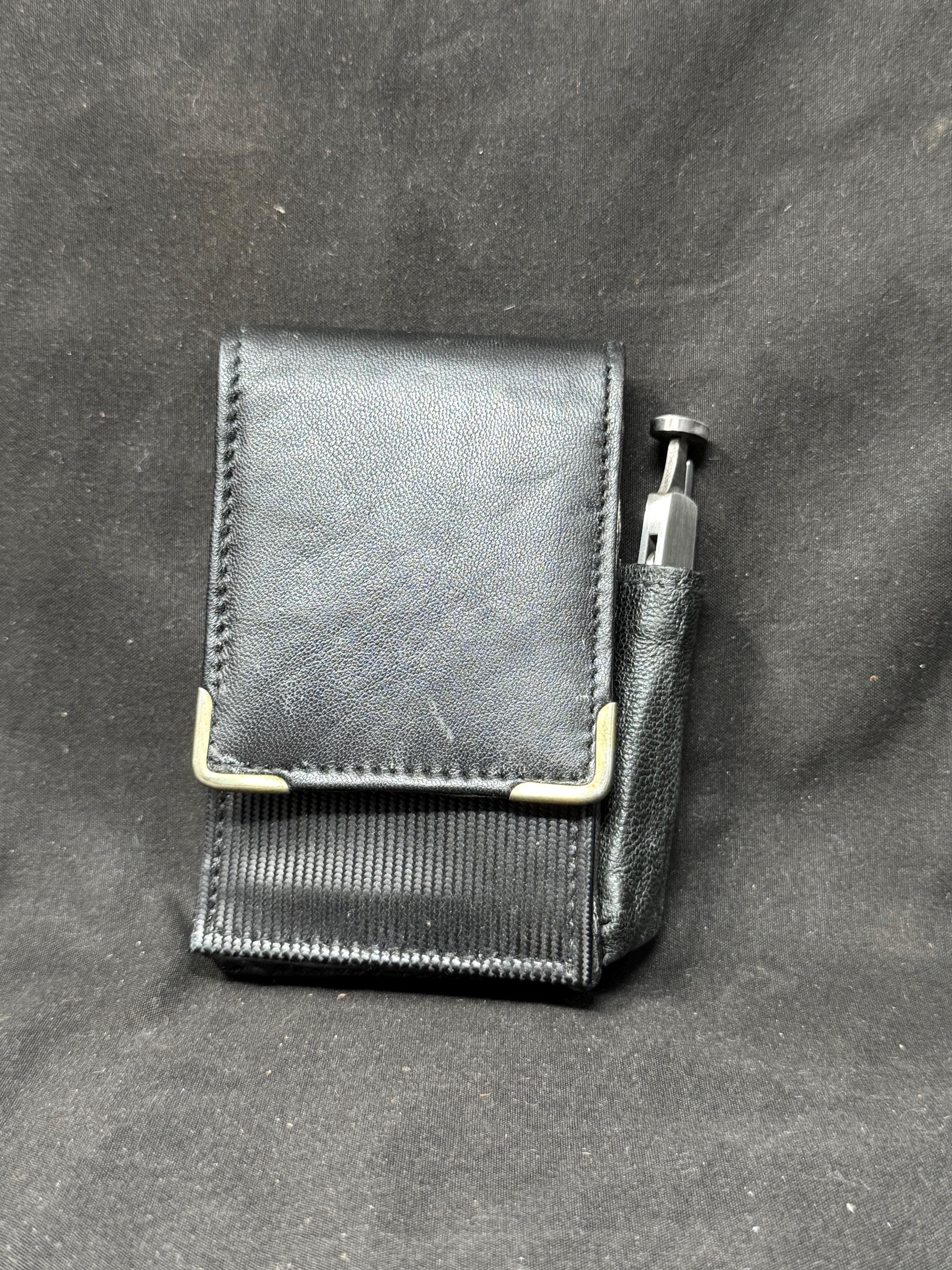Vintage German Leather Cigarette & Lighter Case Set | Brass Star Detail | NOS 2