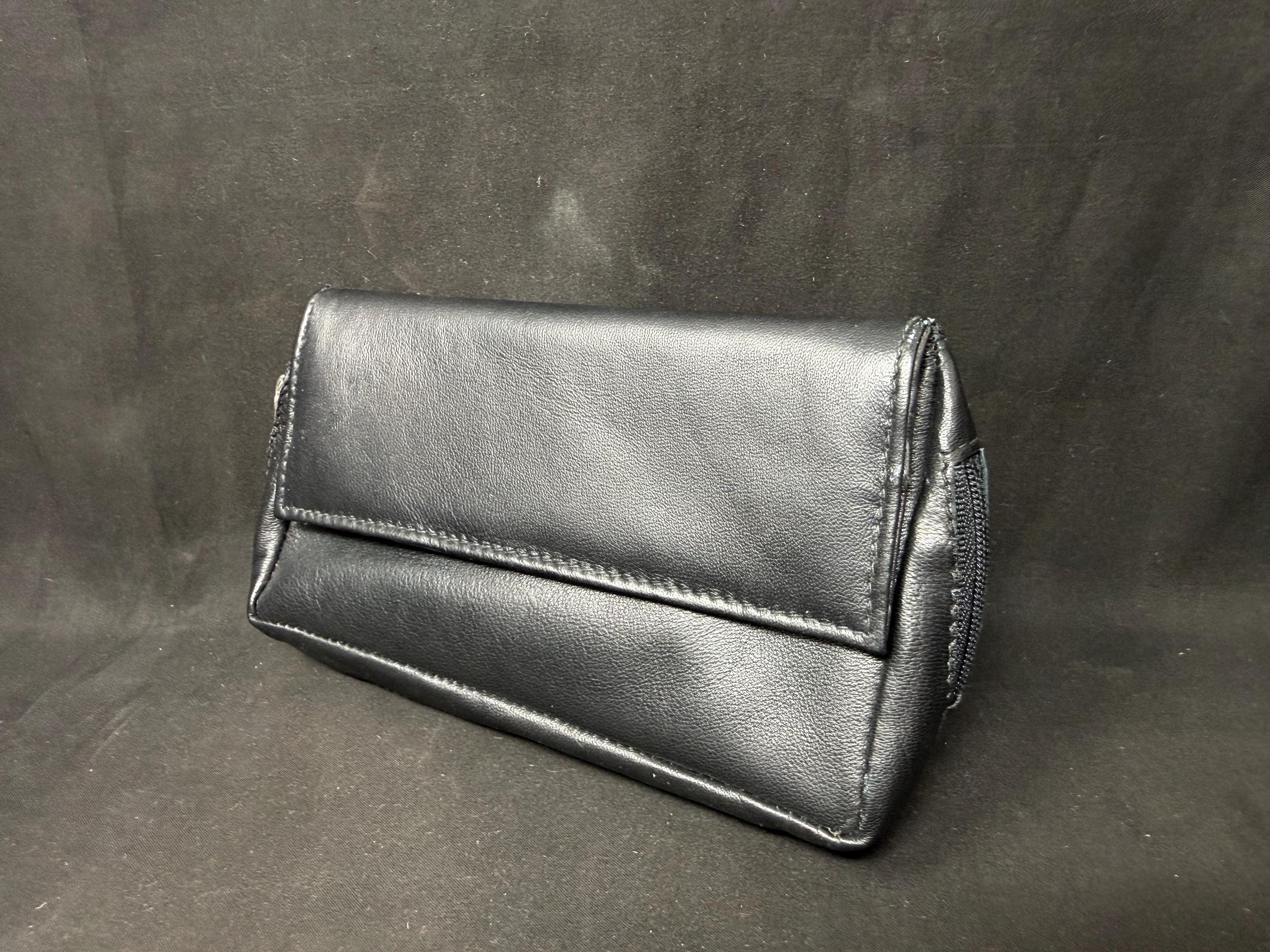 Vintage Leather Roll-Up Tobacco Pouch - 7x4 Rubber-Lined 2-Pipe Carrier 8