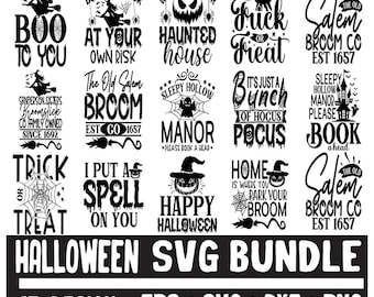 Halloween SVG Bundle: Witch, Ghost, Pumpkin Designs (Digital Files)