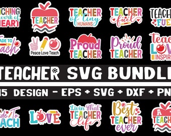 Teacher Sticker SVG Bundle: Back To School Decals (Digital Files)