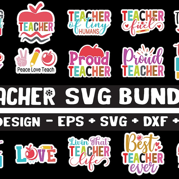 Teacher sticker svg, Teacher sticker pack svg, Back to school svg, Cute Teacher svg , Teacher laptop sticker, Teacher gift, Teacher decal