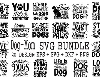 Dog Mom SVG Bundle: Dog Lover Quotes, Paw Prints (20 Designs)