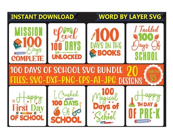 100 Days of School SVG Bundle: Teacher Shirt Designs (Digital Download)