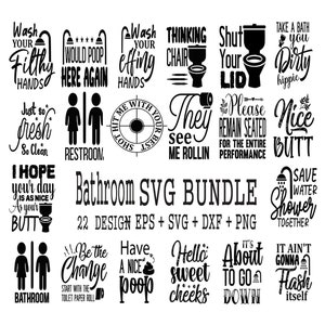 Paquete SVG con frases divertidas para el baño: Archivos de corte para letreros de baño
