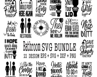 Funny Bathroom Quote SVG Bundle: Restroom Sign Cut Files