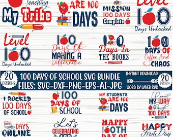 100 Days of School SVG Bundle: Teacher & Student Designs (Digital Download)