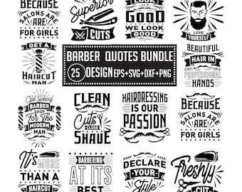 Barber SVG Design Bundle: Funny Quotes, T-Shirt Decals (25 Designs)