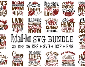 Football Mom SVG Bundle: T-Shirt Designs, Cut Files (20 Designs)
