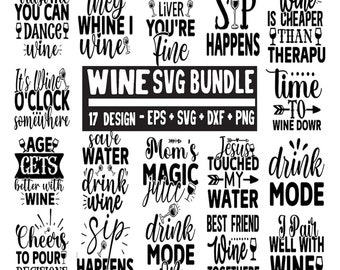 Funny Wine Sayings SVG Bundle: Wine Lover Decals (Digital Files)
