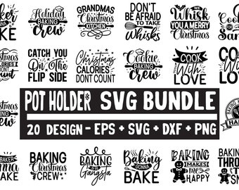 Pot Holder SVG Bundle: Funny Kitchen Quotes (20 Designs)