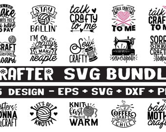 Crafting SVG Bundle: Crafter Quotes, T-Shirt Designs (Digital Files)