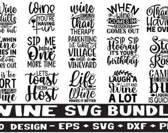 Wine Quote SVG Bundle: 20 Designs for Cricut & Silhouette (Digital Download)