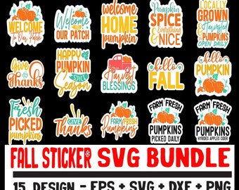 Fall Sticker Bundle, Cut Fall Sticker Design pngs, Print and Cut Stickers Instant Download, Sticker