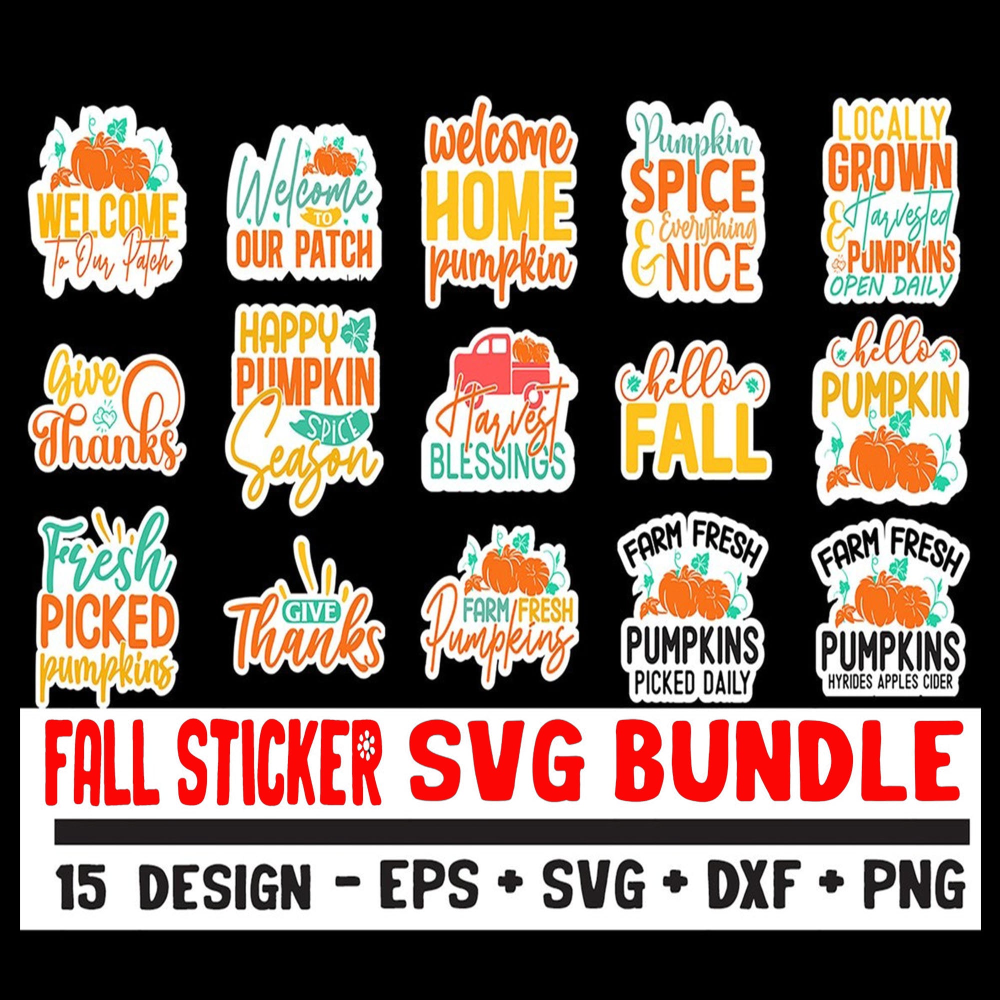 Fall Sticker Bundle, Cut Fall Sticker Design Pngs, Print and Cut ...