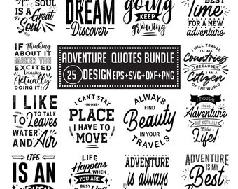 Adventure Quotes SVG Bundle: Camping Clipart, T-Shirt Designs (Digital Download)
