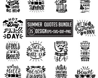 Lot de conceptions d'été SVG : citations de plage, fichiers de coupe Cricut (téléchargement numérique)