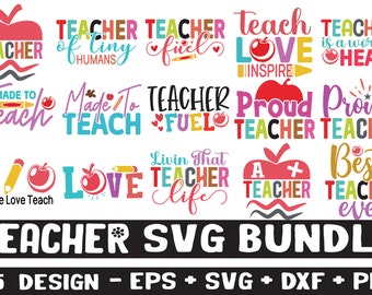 Teacher SVG Bundle: Teacher Life, Appreciation Designs (Digital Files)