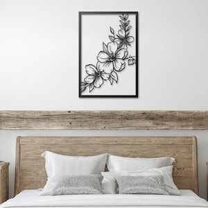Flowers Metal Wall Art, Flower Metal Wall Decor, Minimalist Wall Art, Flower Wall Decor, Homewarming Gift, Living Room/Bedroom/Kitchen Decor