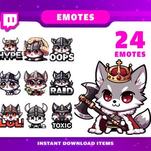 24 Viking Wolf Emote Pack, Twitch Emotes, Anime Emotes, Chibi Emotes, Cute Emotes, Meme Emotes, Twitch Emotes, Twitch Graphic, Discord