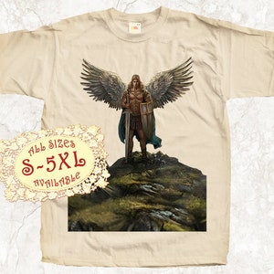 Saint Michael Archangel V4 Catolic T SHIRT All sizes S-5XL Religious Christian Catholic Gift TEE Natural