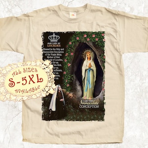 Lady Of Lourdes T SHIRT All sizes S-5XL Religious Christian Catholic Natural