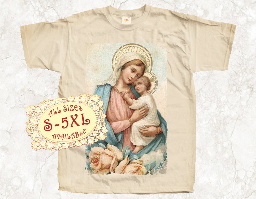 聖母マリアと幼子イエス V31 カトリックTシャツ 全サイズ S-5XL 宗教的 