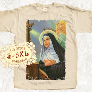 Saint Rita of Cascia V1 Catolic T SHIRT All sizes S-5XL Religious Christian Catholic Gift TEE Natural
