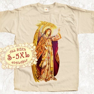 Saint Gabriel V14 Catolic T SHIRT All sizes S-5XL Religious Christian Catholic Gift TEE Natural