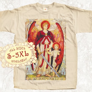 Saint Raphael the Archangel V3 Catolic T SHIRT All sizes S-5XL Religious Christian Catholic Gift TEE Natural