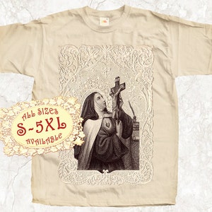 Saint Teresa V3 Catolic T SHIRT All sizes S-5XL Religious Christian Catholic Gift TEE Natural
