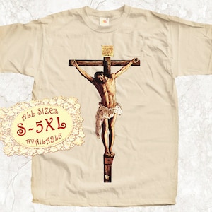 Jesus Christ on the Cross Crucifixion Catolic T SHIRT All sizes S-5XL Religious Christian Catholic Gift TEE Natural