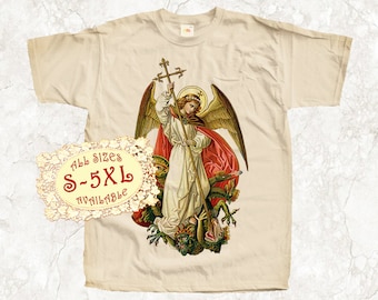 Saint Michael Archangel Saint Michael the Archangel Destroy Devil V3 T SHIRT All sizes S-5XL Religious Christian Catholic Natural