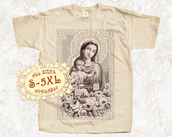 11111 Nuestra Señora del Monte Carmelo V6 Católica CAMISETA Todas las tallas S-5XL Religiosa Cristiana Católica Regalo CAMISETA Natural