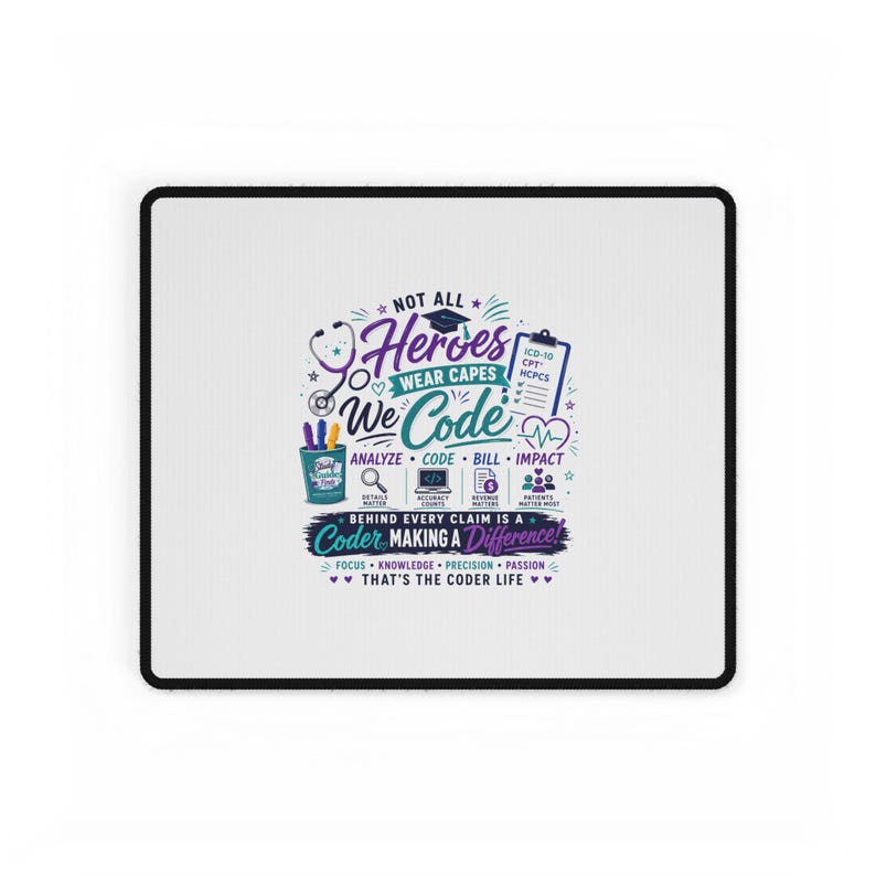 We Code Heroes Desk Mat | Programmer Code Deskpad, Coding Gift Desk Mat image 6