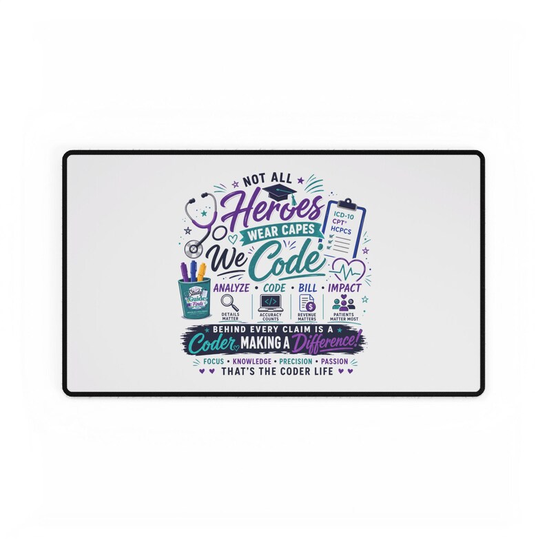 We Code Heroes Desk Mat | Programmer Code Deskpad, Coding Gift Desk Mat image 9