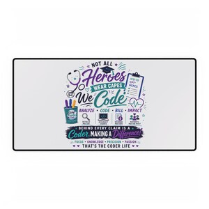 We Code Heroes Desk Mat | Programmer Code Deskpad, Coding Gift Desk Mat image 2