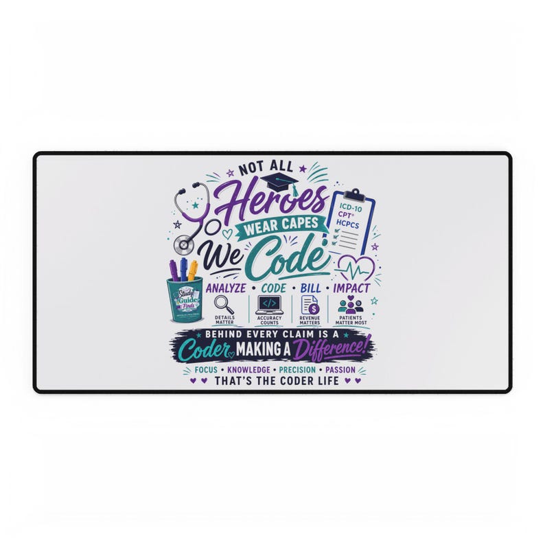 We Code Heroes Desk Mat | Programmer Code Deskpad, Coding Gift Desk Mat image 2
