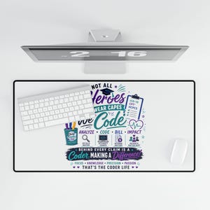 We Code Heroes Desk Mat | Programmer Code Deskpad, Coding Gift Desk Mat image 5