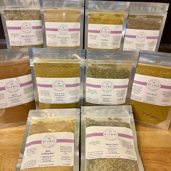 1/2 Cup Refill Bags of Nightshade-Free Spice Blends