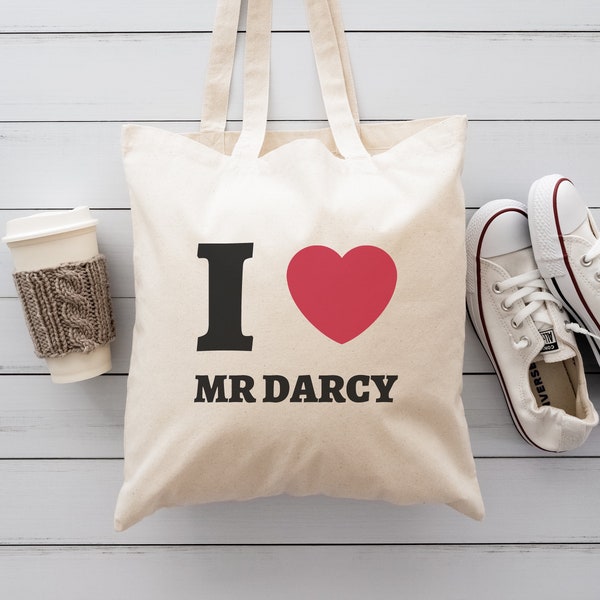 I Heart Mr Darcy Tote Bag | Jane Austen Gift | Pride & Prejudice Paraphernalia | Bookish Gift | Literary Obsession |Austenland | Pemberley