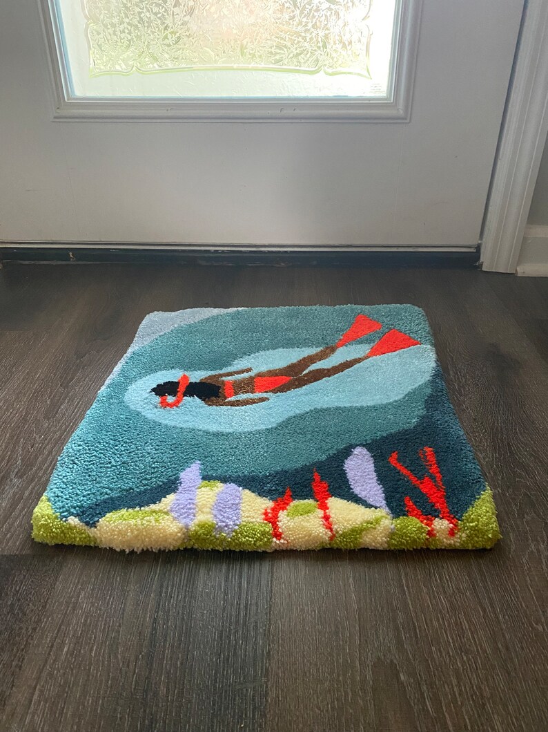 Snorkeler Scene Rug - Etsy