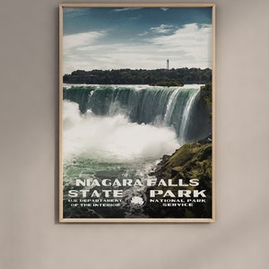 Cartel del parque estatal de las Cataratas del Niágara Estilo WPA / Cartel de viaje vintage / Impresión de viaje retro / Impresión de viaje vintage / Cartel WPA