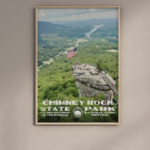 Cartel del parque estatal Chimney Rock Estilo WPA / Cartel de viaje vintage / Impresión de viaje retro / Impresión de viaje vintage / Cartel WPA