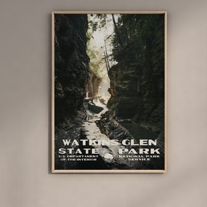 Cartel del parque estatal Watkins Glen Estilo WPA / Cartel de viaje vintage / Impresión de viaje retro / Impresión de viaje vintage / Cartel WPA