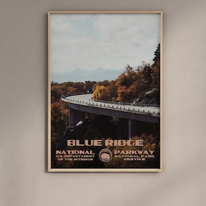 Cartel de Blue Ridge National Parkway Estilo WPA / Cartel de viaje vintage / Impresión de viaje retro / Impresión de viaje vintage / Cartel WPA