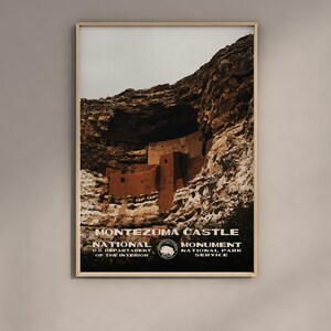 Cartel del Monumento Nacional del Castillo de Montezuma Estilo WPA / Cartel de viaje vintage / Impresión de viaje retro / Impresión de viaje vintage / Cartel WPA