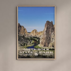 Smith Rock State Park Poster WPA Style | Vintage Travel Poster | Retro Travel Print | Vintage Travel Print | WPA Poster