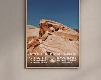Valley of Fire State Park Poster WPA Style | Vintage Travel Poster | Retro Travel Print | Vintage Travel Print | WPA Poster