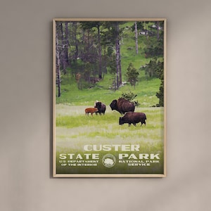 Custer State Park Poster WPA Style / Vintage Travel Poster / Retro Travel Print / Vintage Travel Print / WPA Poster