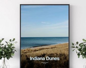 Indiana Dunes National Park Poster | Indiana Dunes Travel Print | USA National Park | Wall Art | Indiana Dunes Art Print | Parks Poster